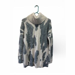 Pilcro Anthropologie Women's Cowl Neck GreyBlue/Ivory Cozy Sweater Size Medium